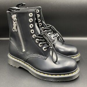 Dr. Martens 1460 Zip Smooth Leather Black Boots Lace Up Women's Size 6 NEW